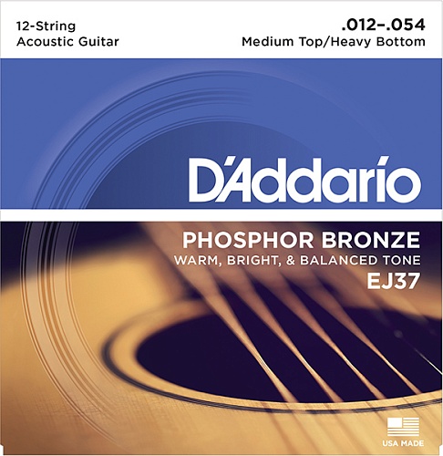 D'Addario EJ37 Phosphor Bronze    12- , /, M.Top/H.Bottom, 12-54